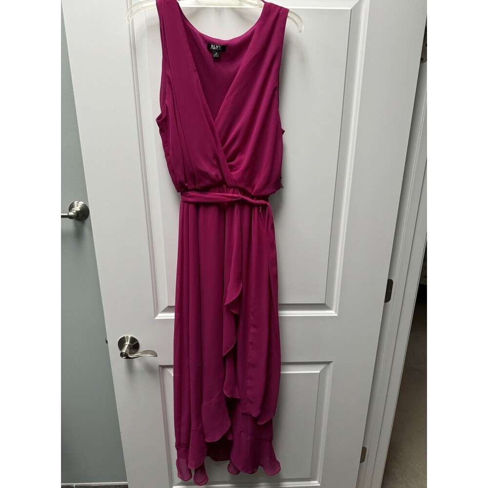 NWT SLNY Maxi Dress‎ Sleeveless Chiffon Women’s Size 16 Pink/Fuchsia or Blue